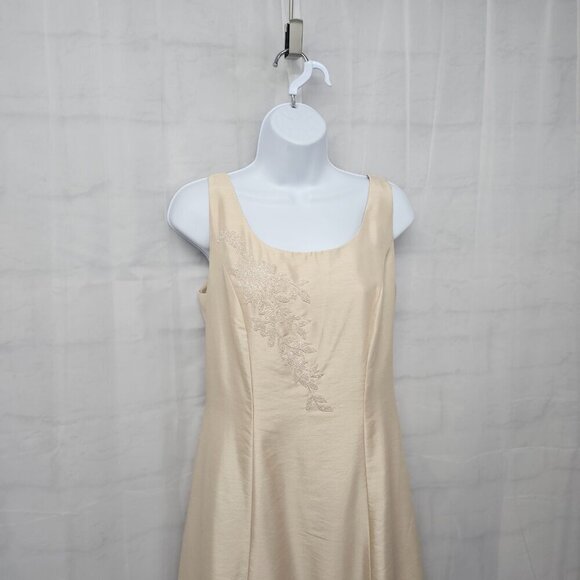 Vintage Talbots Dress Cream Beaded Silky Sleeveless Formal Wedding 6P - Picture 5 of 14